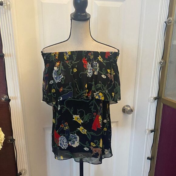 Tibi 100% silk off shoulder blouse. S - Picture 1 of 9